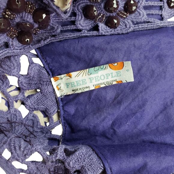 Free People Folklore Paisley Dress Womens Size 4 Jewel Trim Boho - Picture 3 of 12